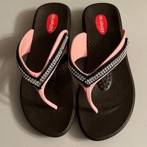 Okabashi Women's Sandals with Pink and Black Accents